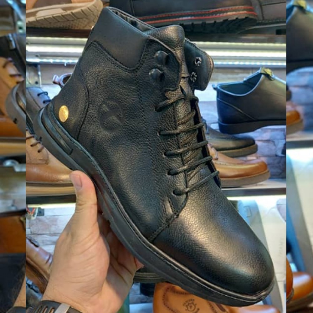 نیم بوت چرم طبیعی مردانه مدل پارسیا مشکی parsia