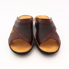 صندل چرم طبیعی مردانه مدل دانیار قهوه‌ای daniyar