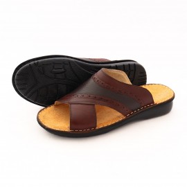 صندل چرم طبیعی مردانه مدل دانیار قهوه‌ای daniyar