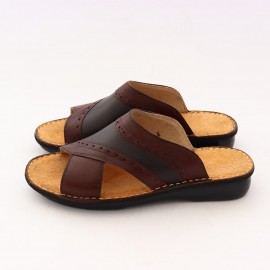 صندل چرم طبیعی مردانه مدل دانیار قهوه‌ای daniyar