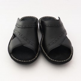 صندل چرم طبیعی مردانه مدل سینا مشکی sina