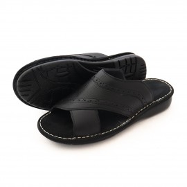 صندل چرم طبیعی مردانه مدل سینا مشکی sina