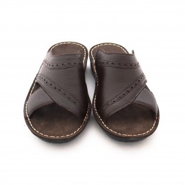 صندل چرم طبیعی مردانه مدل سینا قهوه‌ای sina