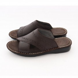 صندل چرم طبیعی مردانه مدل سینا قهوه‌ای sina