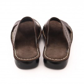 صندل چرم طبیعی مردانه مدل سینا قهوه‌ای sina