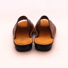 صندل چرم طبیعی مردانه مدل راتین عسلی ratin