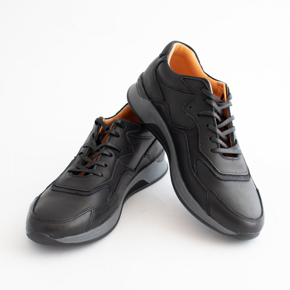 کفش چرم طبیعی مردانه اسپرت مدل الوین مشکی elvin