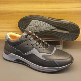 کفش چرم طبیعی مردانه اسپرت مدل الوین طوسی و مشکی elvin