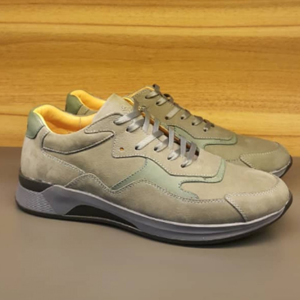 کفش چرم طبیعی مردانه اسپرت مدل الوین خاکی elvin