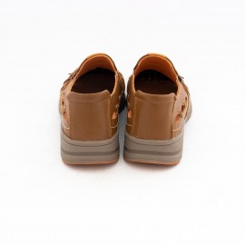 کفش چرم طبیعی مردانه تابستانی مدل فرهود بی‌بند عسلی