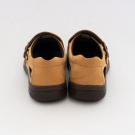 کفش چرم طبیعی نبوک مردانه تابستانی مدل شهاب خردلی