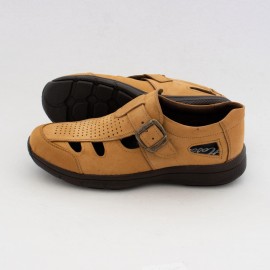 کفش چرم طبیعی نبوک مردانه تابستانی مدل شهاب خردلی