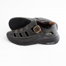 کفش چرم طبیعی مردانه تابستانی مدل جاوید مشکی