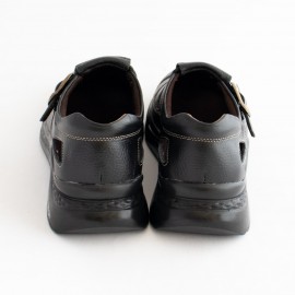 کفش چرم طبیعی مردانه تابستانی مدل جاوید مشکی