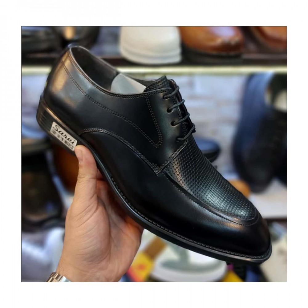 کفش چرم طبیعی مردانه مجلسی مدل وارتان مشکی vartan