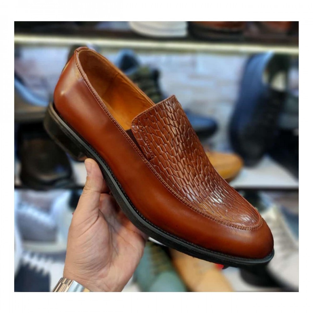 کفش چرم طبیعی مردانه مجلسی مدل هونام عسل hoonam