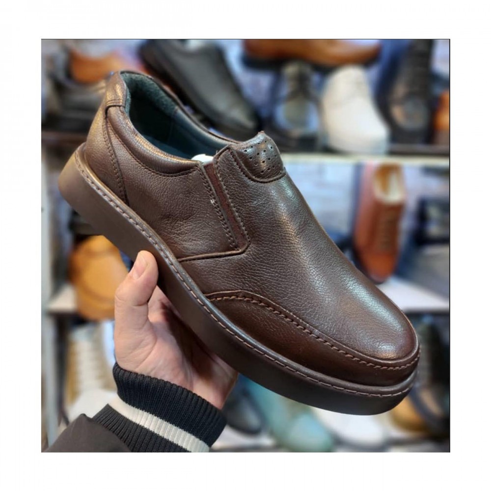 کفش چرم طبیعی مردانه راحتی مدل کیان قهوه‌ای kian
