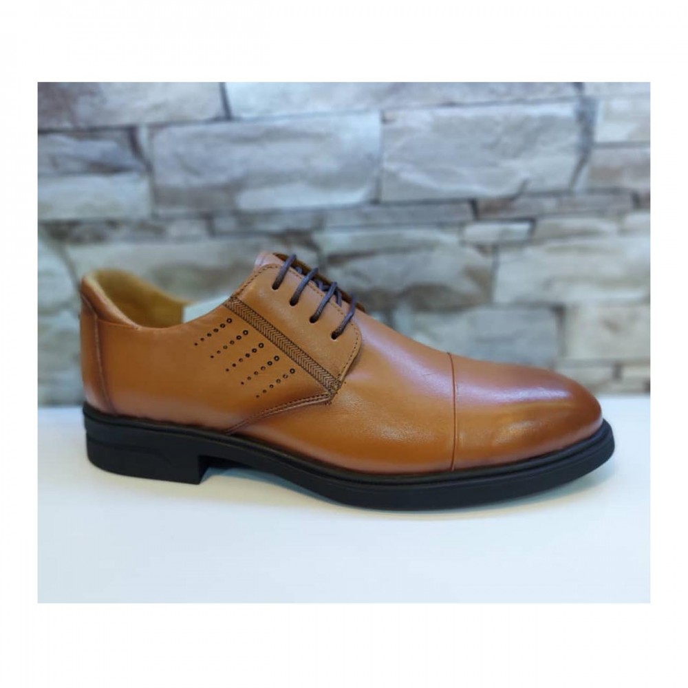 کفش چرم طبیعی مردانه مجلسی مدل رادوین عسلی radvin