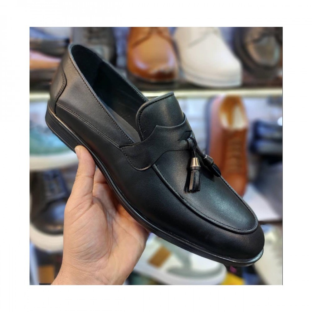 کفش چرم طبیعی مردانه مجلسی مدل سپند مشکی sepand