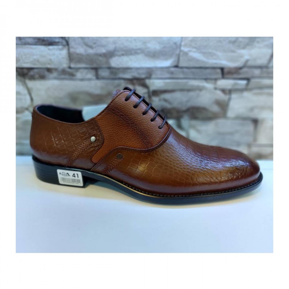 کفش چرم طبیعی مردانه مجلسی مدل شاهین عسلی shahin