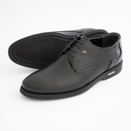 کفش چرم طبیعی مردانه راحتی سایز بزرگ مدل کیارش مشکی kiarash