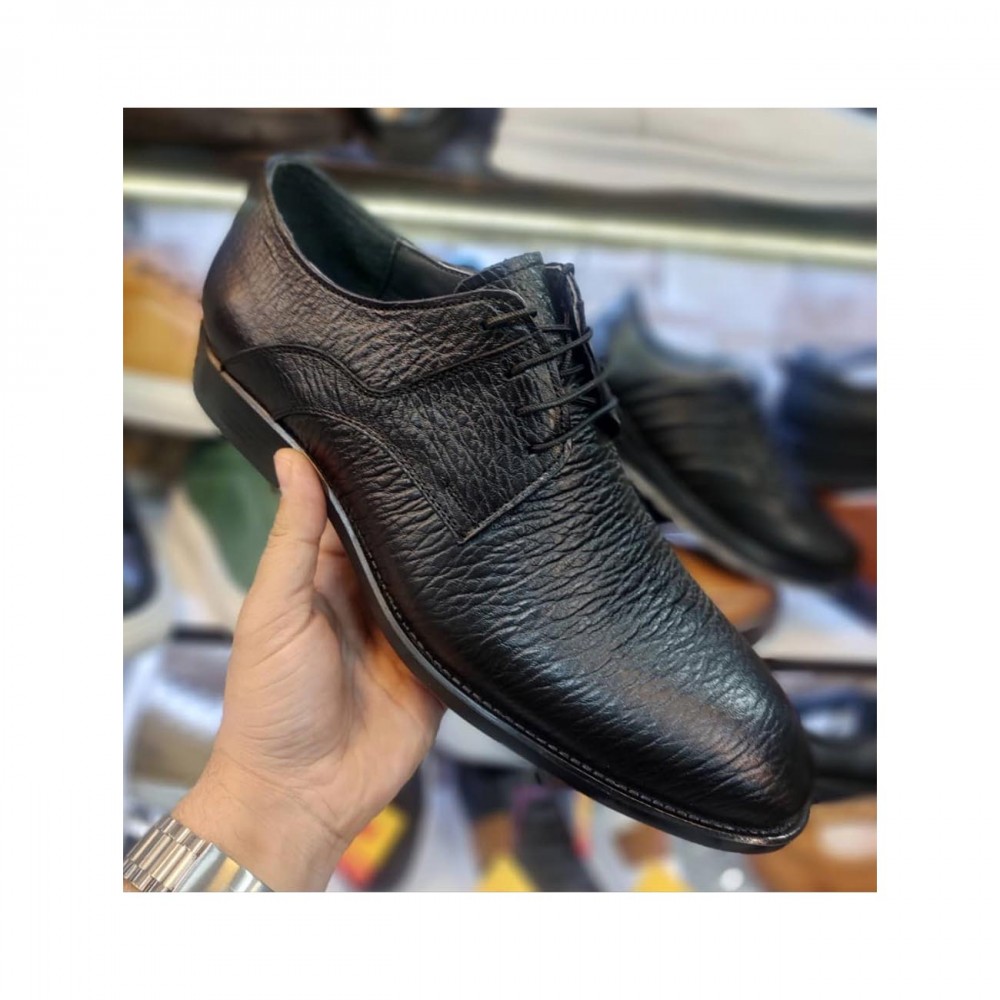 کفش چرم طبیعی مردانه مجلسی مدل لویال مشکی loyal