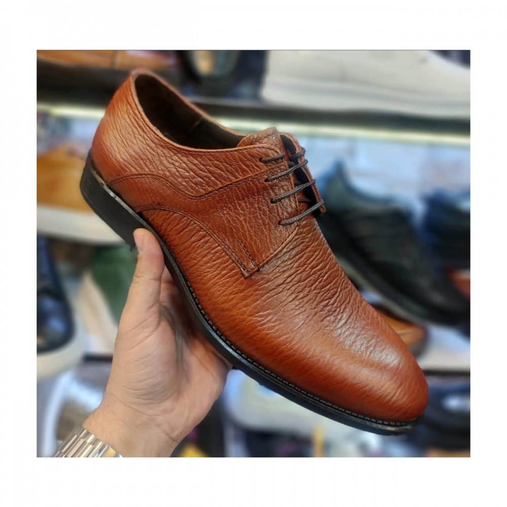 کفش چرم طبیعی مردانه مجلسی مدل لویال عسلی loyal