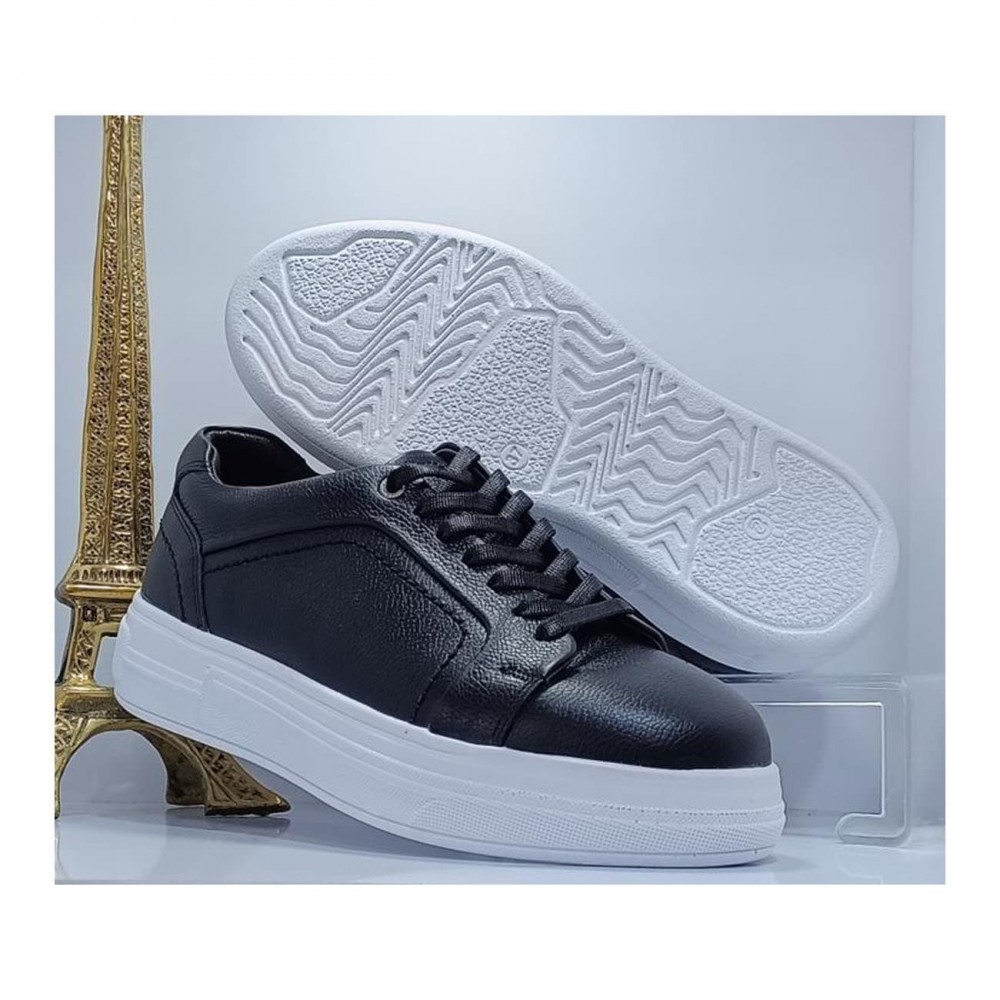 کفش چرم طبیعی اسپورت مدل اونیکس ونس مشکی زیره سفید onyx