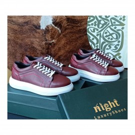 کفش چرم طبیعی اسپورت مدل اونیکس ونس زرشکی onyx