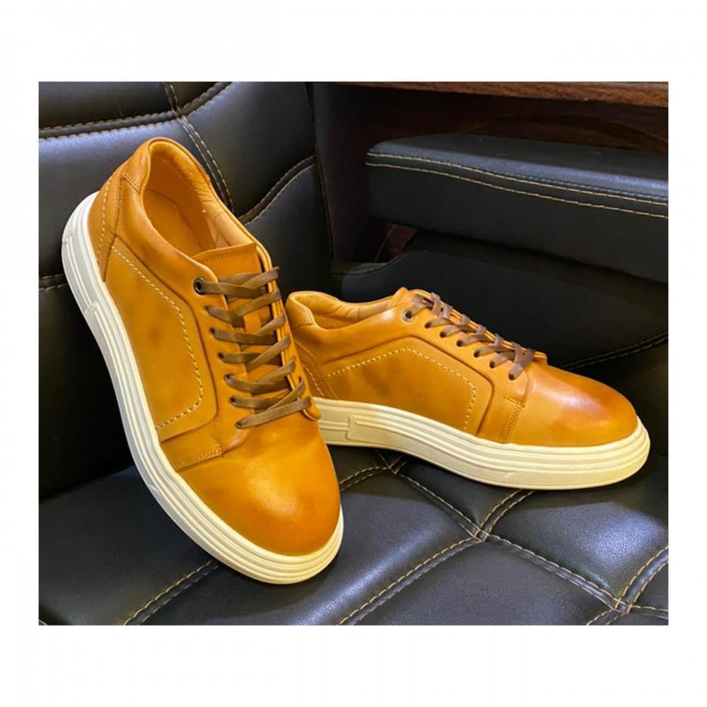 کفش چرم طبیعی اسپورت مدل اونیکس ونس عسلی onyx