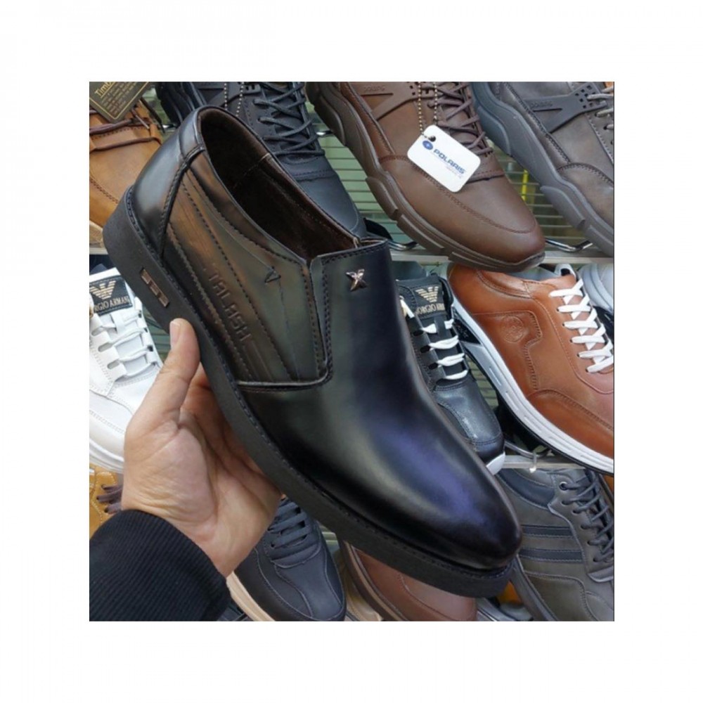 کفش چرم طبیعی مردانه راحتی سایز بزرگ مدل کیاراد مشکی kiarad