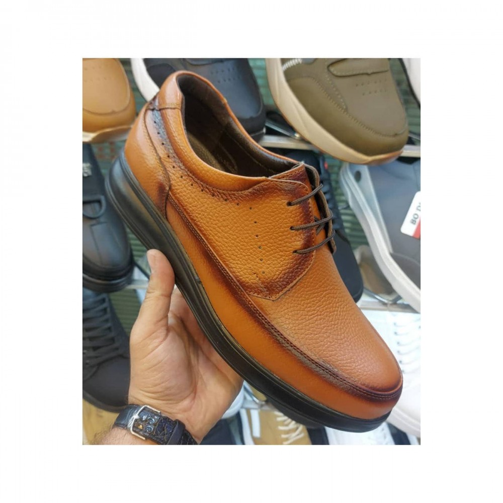 کفش چرم طبیعی مردانه راحتی مدل اناتومیک عسلی anatomic