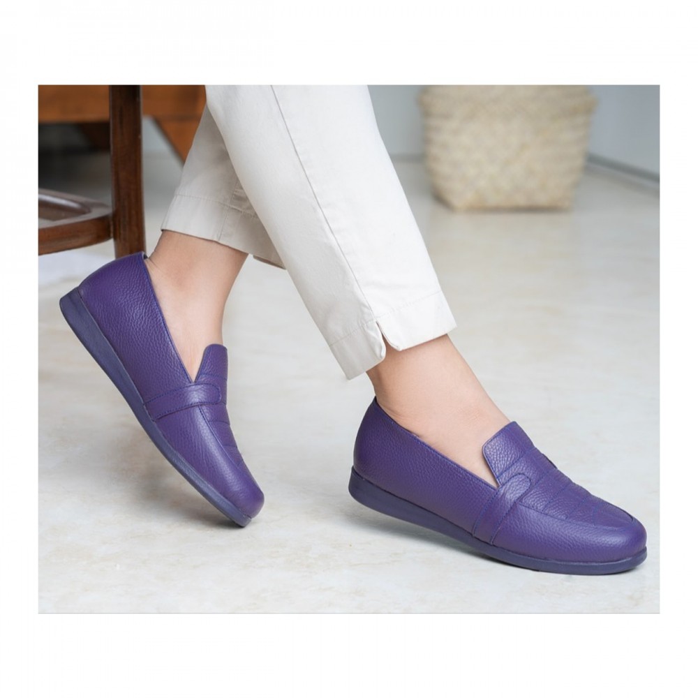 کفش طبی چرم طبیعی زنانه راحتی مدل آترین بنفش Atrin