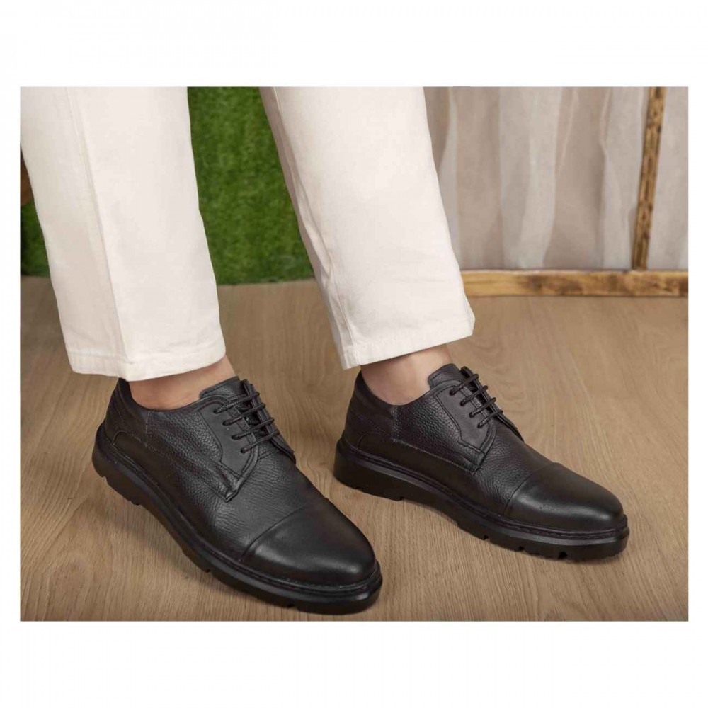 کفش چرم طبیعی مردانه راحتی مدل توماس مشکی thomas کد 537