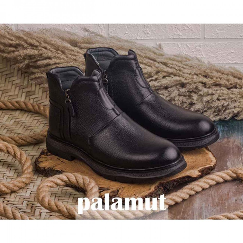 نیم بوت چرم طبیعی مردانه مدل پالاموت مشکی palamut