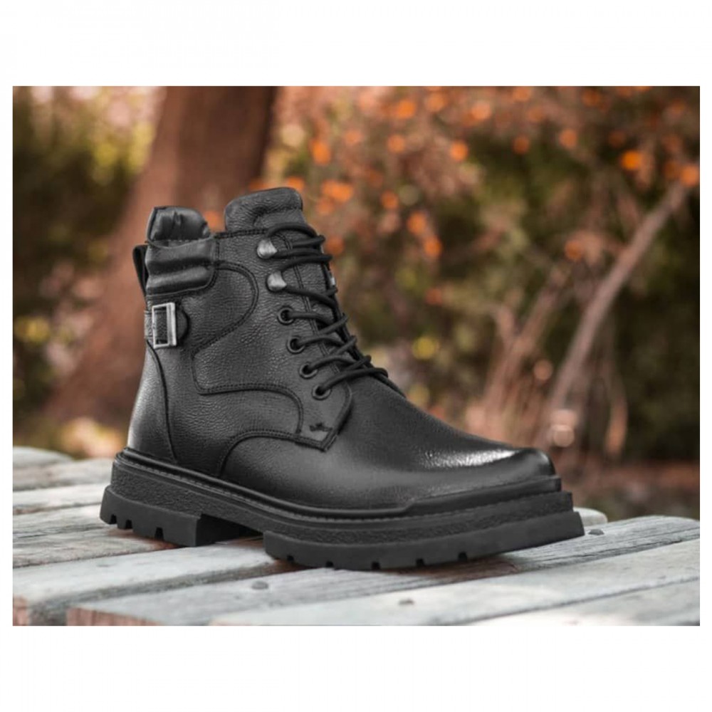 نیم بوت چرم طبیعی مردانه مدل پولو مشکی polo