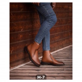 نیم بوت چرم طبیعی مردانه مدل ام7 عسلی M7