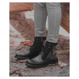 نیم بوت چرم طبیعی مردانه مدل ام5 مشکی M5