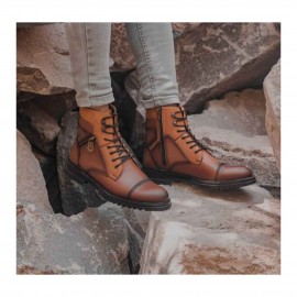نیم بوت چرم طبیعی مردانه مدل ام5 عسلی M5