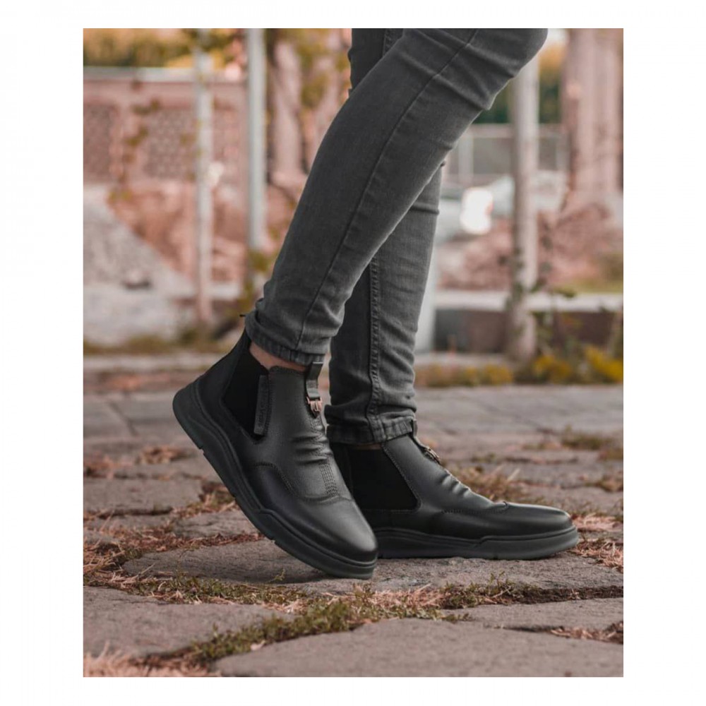 نیم بوت چرم طبیعی مردانه مدل اف10 مشکی F10