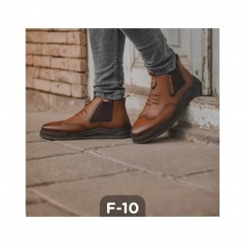 نیم بوت چرم طبیعی مردانه مدل اف10 عسلی F10