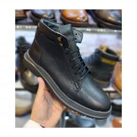 نیم بوت چرم طبیعی مردانه مدل هومان مشکی hooman