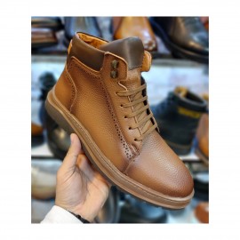 نیم بوت چرم طبیعی مردانه مدل هومان عسلی hooman