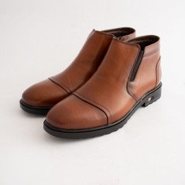 نیم بوت چرم طبیعی مردانه مدل کوشا عسلی koosha