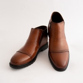 نیم بوت چرم طبیعی مردانه مدل کوشا عسلی koosha