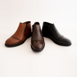 نیم بوت چرم طبیعی مردانه مدل کوشا عسلی koosha