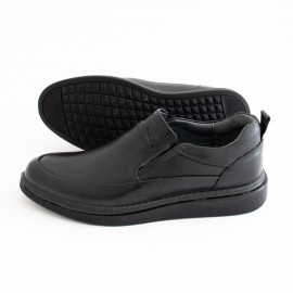 کفش چرم طبیعی مردانه راحتی مدل الوند مشکی بی‌بند alvand