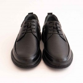 کفش چرم طبیعی مردانه راحتی مدل الوند مشکی بنددار alvand