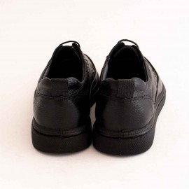 کفش چرم طبیعی مردانه راحتی مدل الوند مشکی بنددار alvand