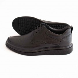 کفش چرم طبیعی مردانه راحتی مدل الوند مشکی بنددار alvand